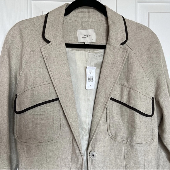 Ann Taylor Loft Linen Blazer Beige Cape Back Women's Size 8 - Picture 3 of 16